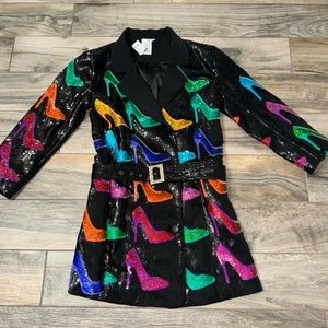 Queen of Sparkles NWT Large Blazer Dress/Coat with removable belt 💕